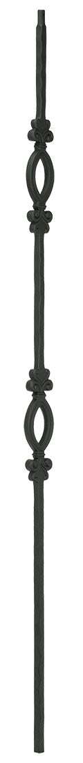 T96 Iron Baluster ⋅ Hammered Edge: Double Oval ⋅ 1/2" Square