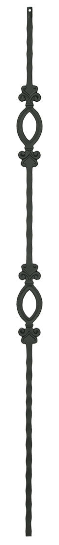 T96 Iron Baluster ⋅ Hammered Edge: Double Oval ⋅ 1/2" Square