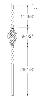 TN04 Iron Newel ⋅ Single Basket ⋅ 1-3/16" Square