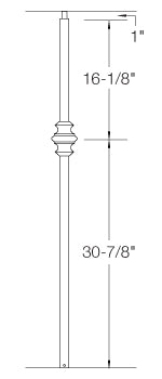 TN60 Iron Newel ⋅ Single Knuckle ⋅ 1-3/16" Square