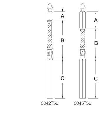 3010 Twist Newels ⋅ Stockbridge ⋅ Acorn & Pin Top ⋅ 3-1/2"