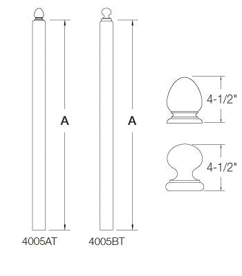 4005 Newels ⋅ Craftsman with Top ⋅ Acorn & Ball Top ⋅ 3-1/2"