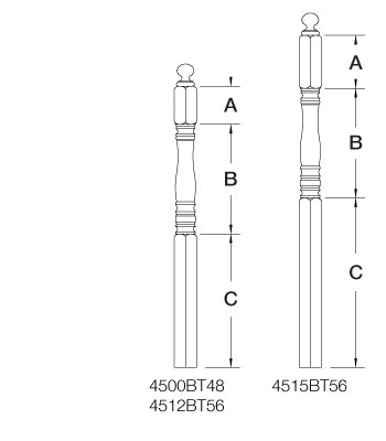 4500 Newels ⋅ Hampton ⋅ Ball & Pin Top ⋅ 3-1/2"