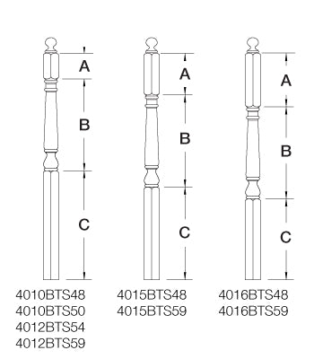 4010 "S" Newels ⋅ Colonial ⋅ Ball & Pin Top ⋅ 3"