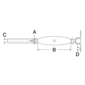 Deck Toggle & Stud Wclosed Body 3-3/4' Turnbuckle #316 Stainless Steel (PBHSDTST14-18)