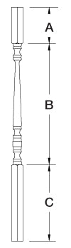 5005 Wood Baluster ⋅ Hampton ⋅ Square Top ⋅ 1-3/4" Square Base