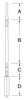 5200 Wood Baluster ⋅ Hampton ⋅ Pin Top ⋅ 1-1/4" Square Base