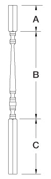 5205 Wood Baluster ⋅ Hampton ⋅ Square Top ⋅ 1-1/4