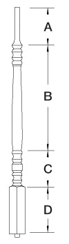 5300 Wood Baluster ⋅ Hampton ⋅ Pin Top ⋅ 1-3/4" Square Base