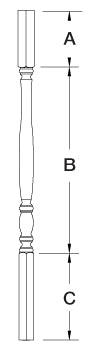 911 Wood Baluster ⋅ Bordeaux ⋅ Square Top ⋅ 1-3/4" Square Base